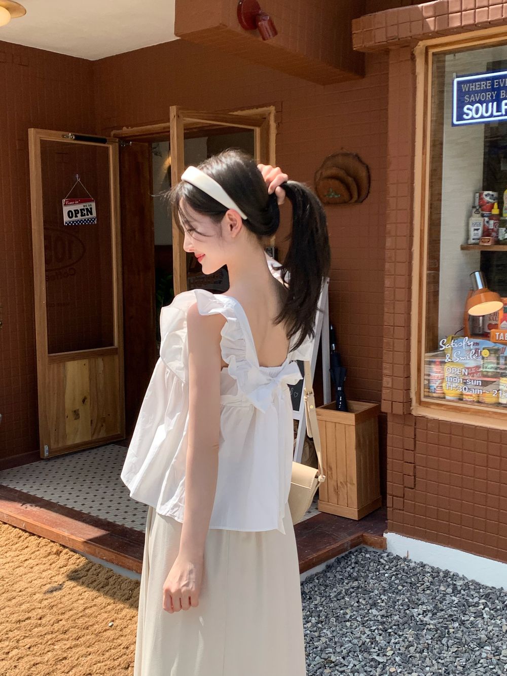スクエアネックフレンチスリーブノースリブラウス | 詳細画像10