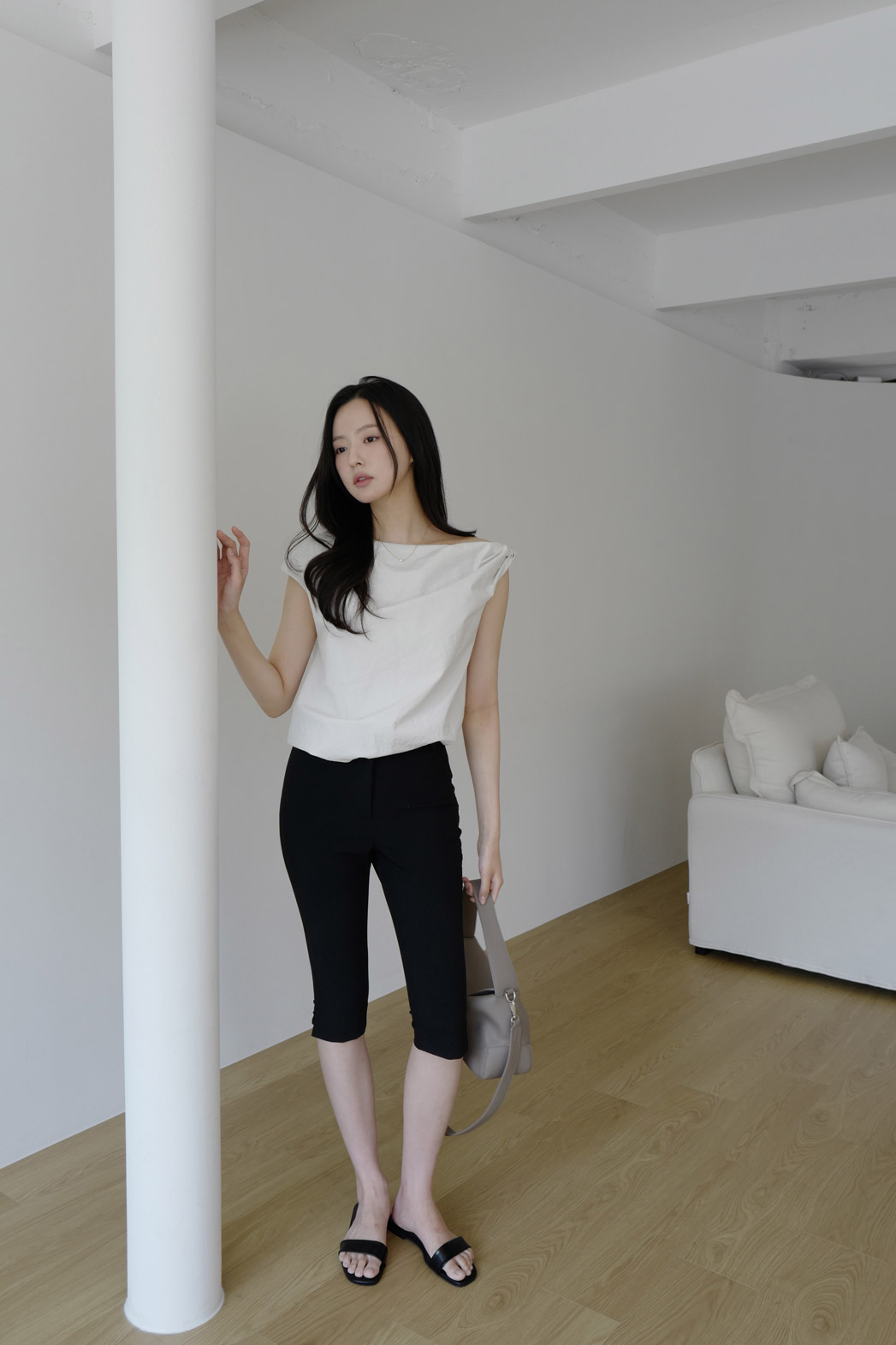 レザー調ストラップマグネットボタン無地ショルダーバッグハンドバッグストラップ付オールシーズン | DHOLIC | 詳細画像16