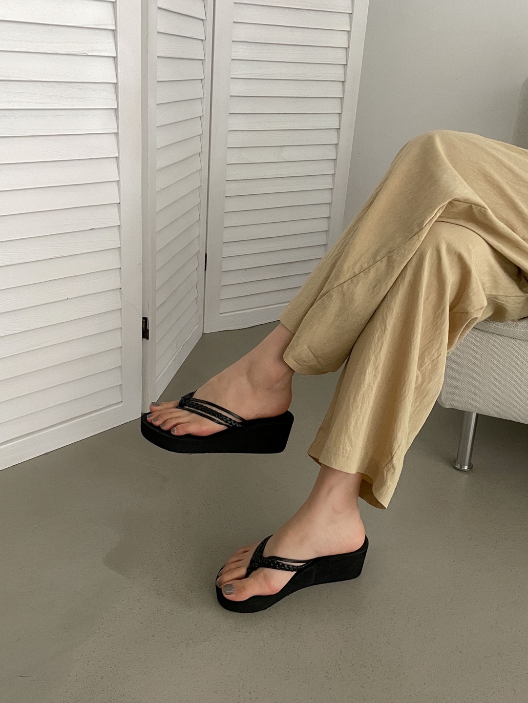 レザー調プラットフォームヒールサンダル | 詳細画像6
