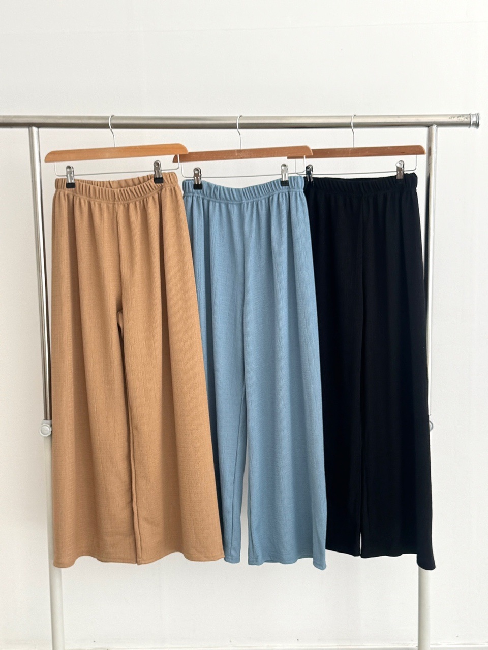 Uネックラッフルウエストゴムルーズワイド無地ツーピース(トップス、ボトムス)パンツキャミソール | 詳細画像20