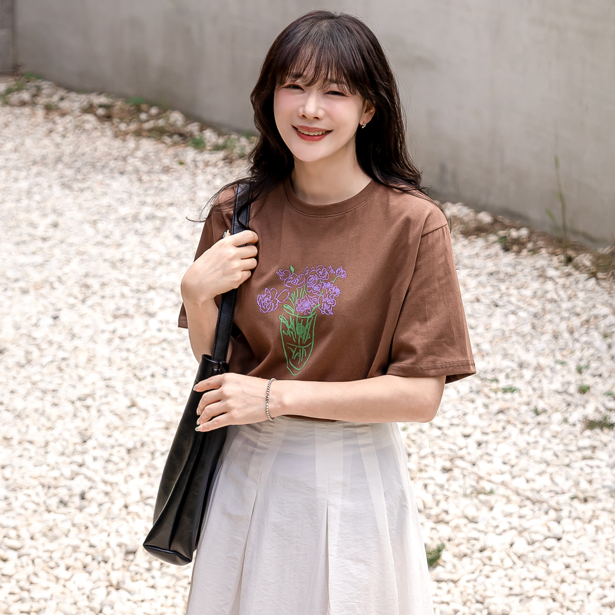 コットンラウンドネック半袖ベーシックロゴTシャツ | レディース