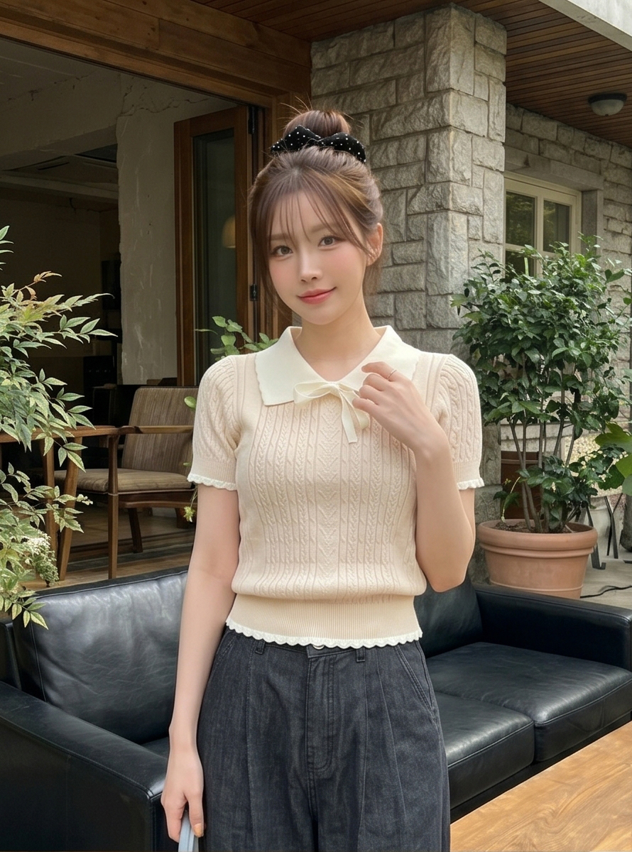 カラーケーブル半袖リボンケーブルニット | 詳細画像19