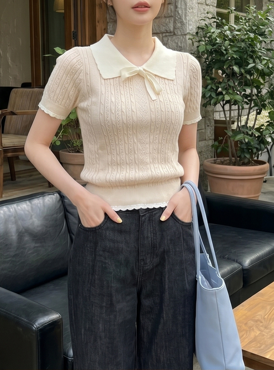 カラーケーブル半袖リボンケーブルニット | 詳細画像29
