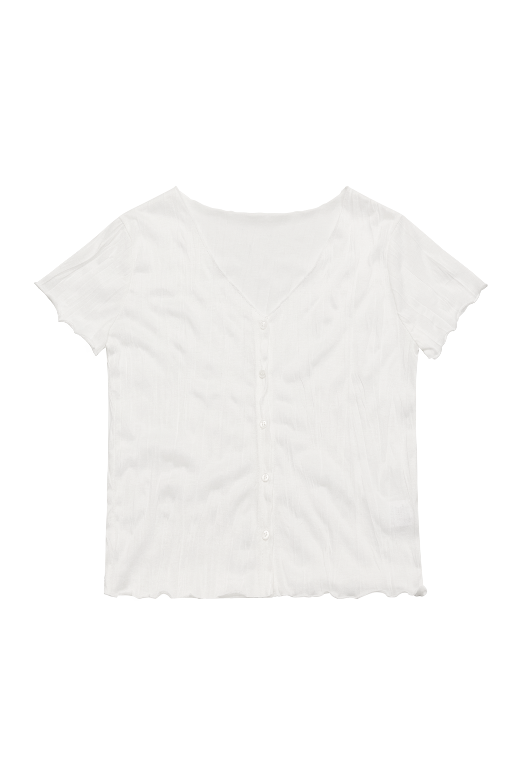 ボタンVネックプリーツベーシッククロップド無地TシャツカーディガンSS | 詳細画像27
