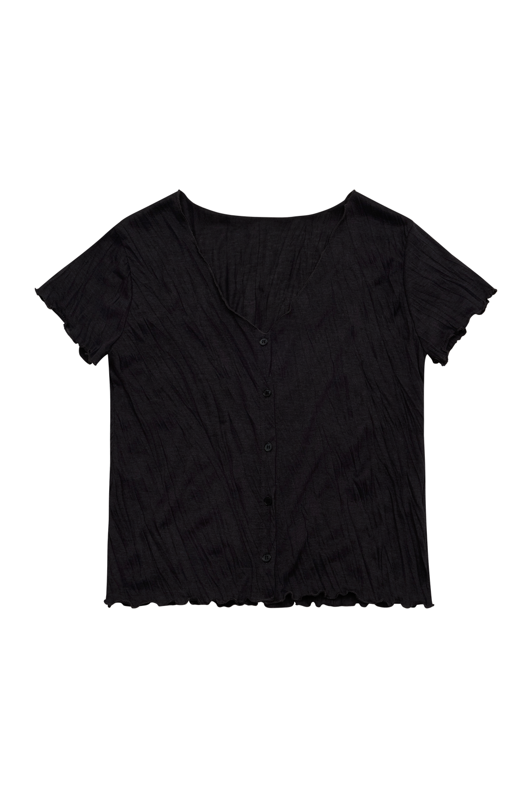 ボタンVネックプリーツベーシッククロップド無地TシャツカーディガンSS | 詳細画像29