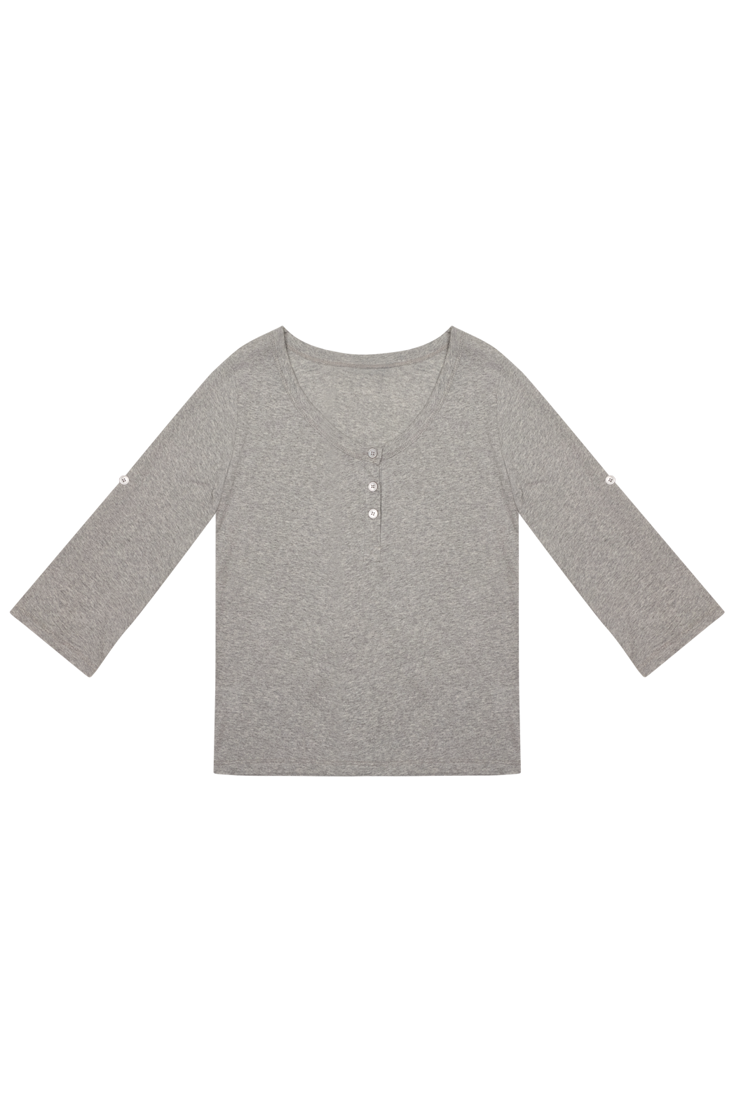 コットンボタンヘンリーネックアジャストセミクロップド無地TシャツSS | 詳細画像16