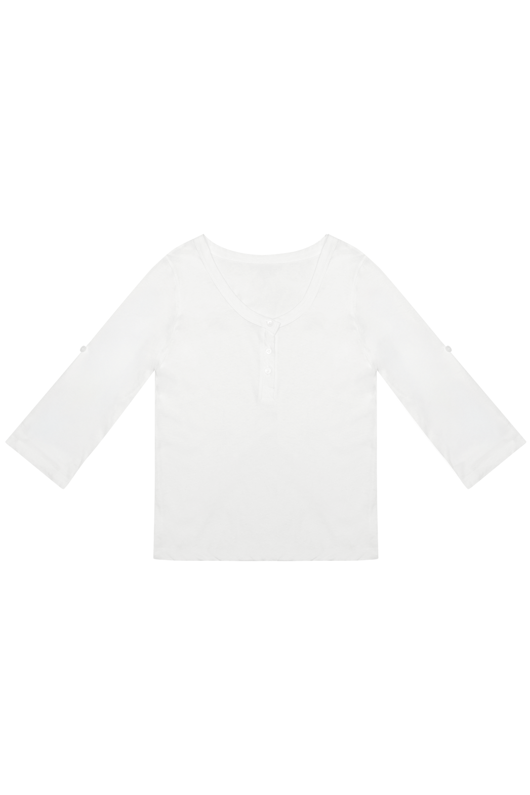コットンボタンヘンリーネックアジャストセミクロップド無地TシャツSS | 詳細画像18