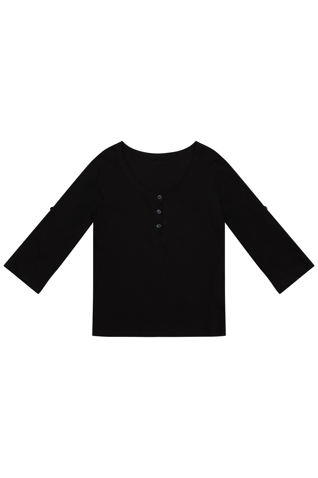 コットンボタンヘンリーネックアジャストセミクロップド無地TシャツSS | 詳細画像20