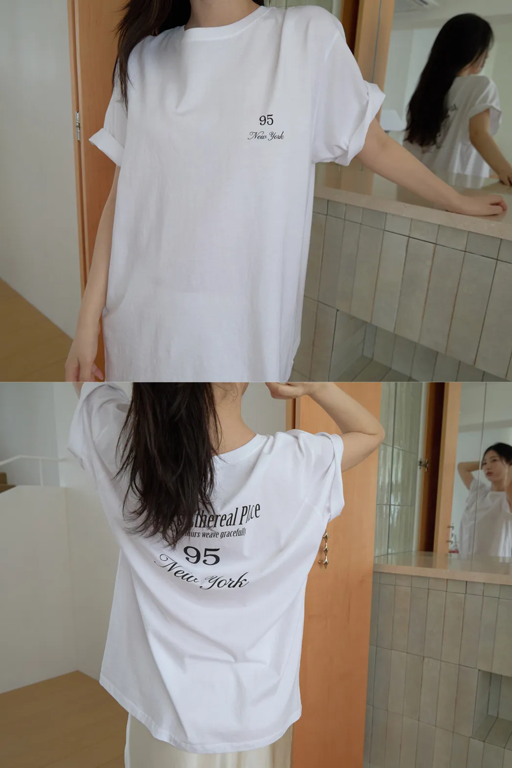 コットンオーバーサイズレタリングカラーTシャツSS | 詳細画像1