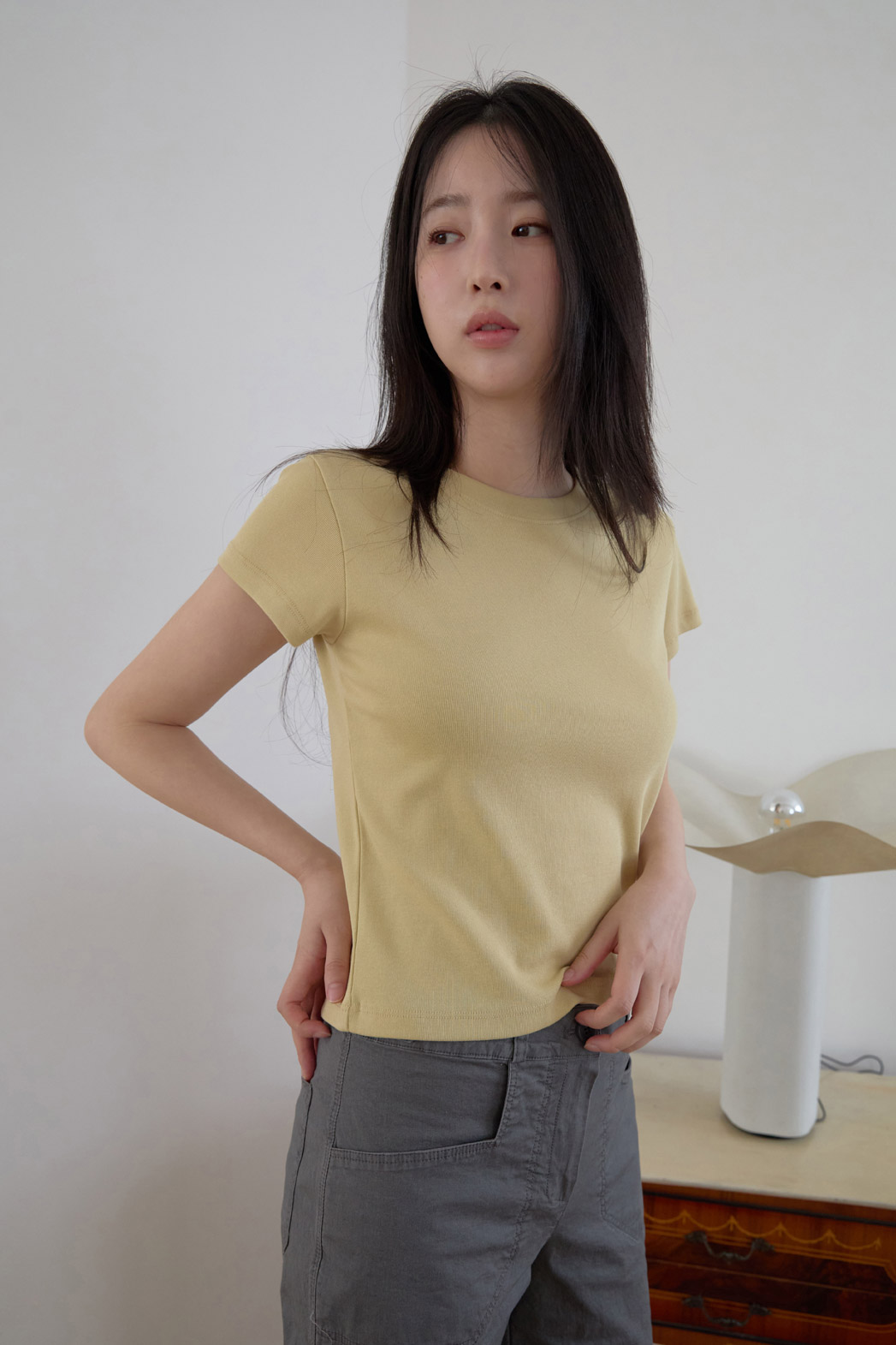 コットンベーシッククロップド無地TシャツSS | 詳細画像4