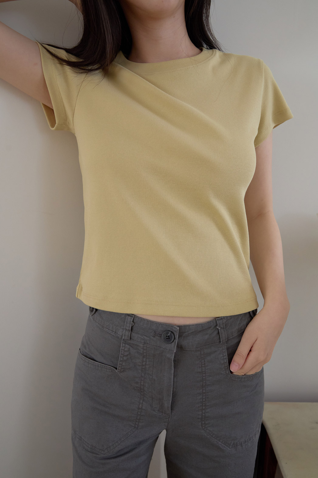 コットンベーシッククロップド無地TシャツSS | 詳細画像10