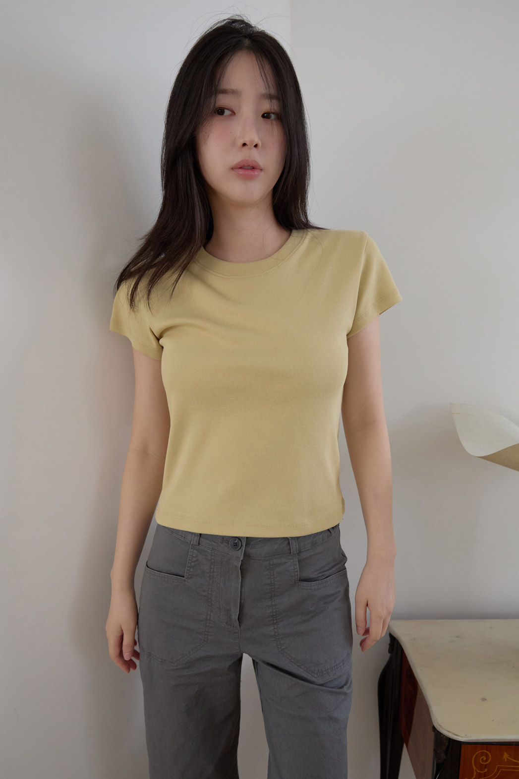 コットンベーシッククロップド無地TシャツSS | 詳細画像11