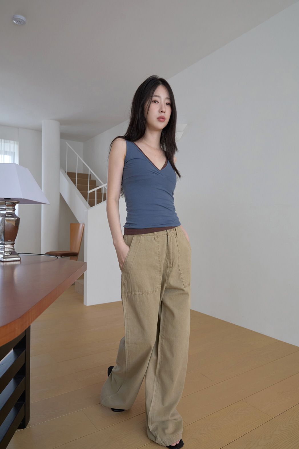 コットンクロップドスリムラップ調無地ノースリーブSS | 詳細画像6