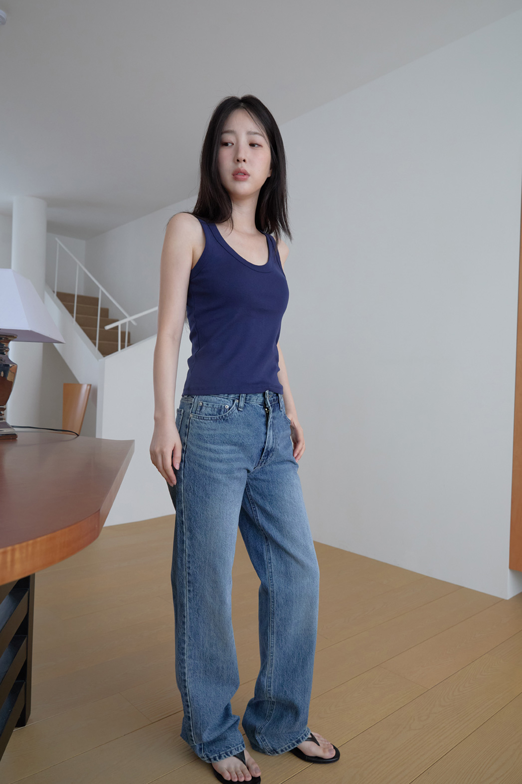 コットンラウンドネッククロップドスリム無地ノースリーブSS | 詳細画像12