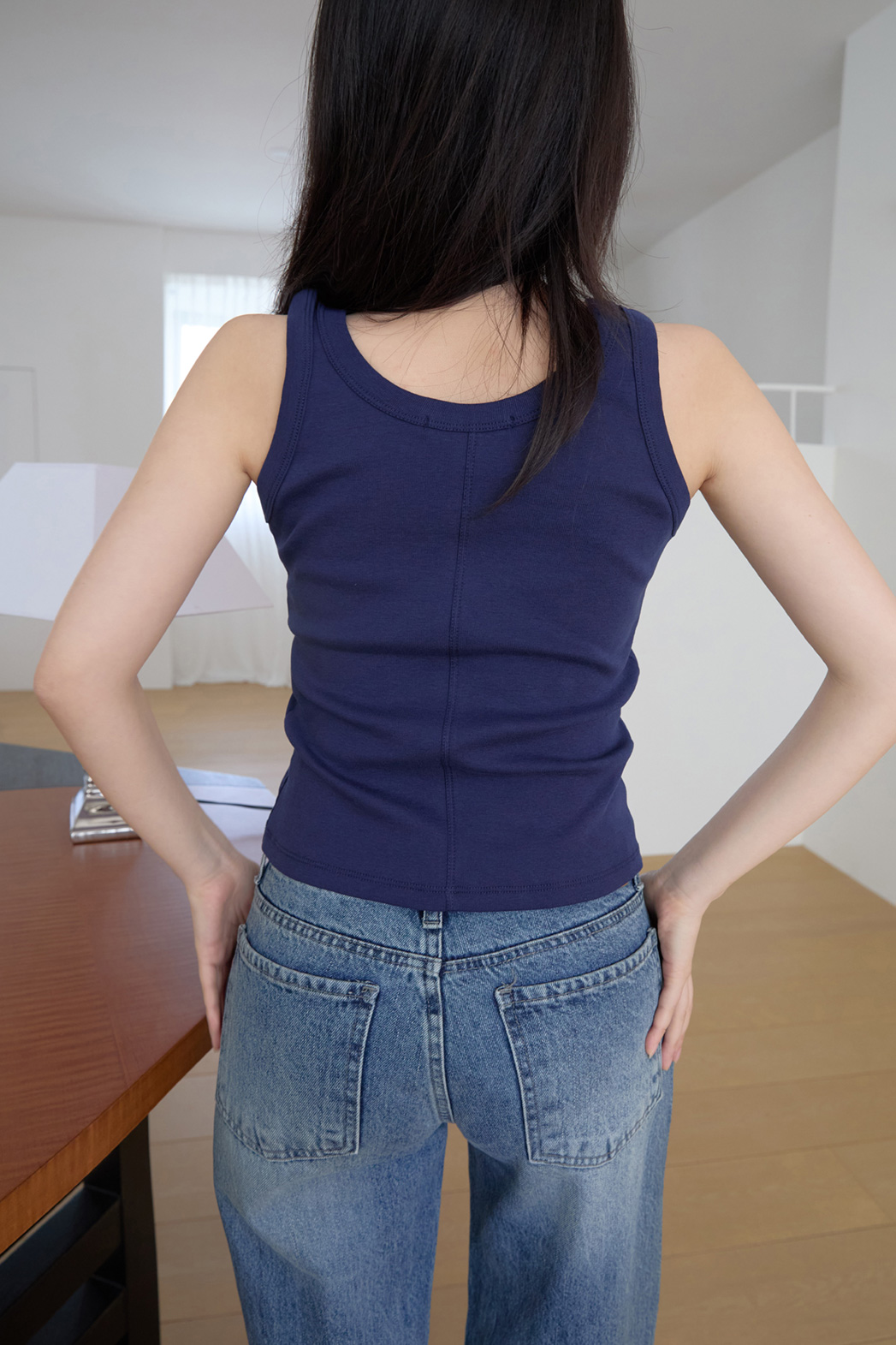 コットンラウンドネッククロップドスリム無地ノースリーブSS | 詳細画像19