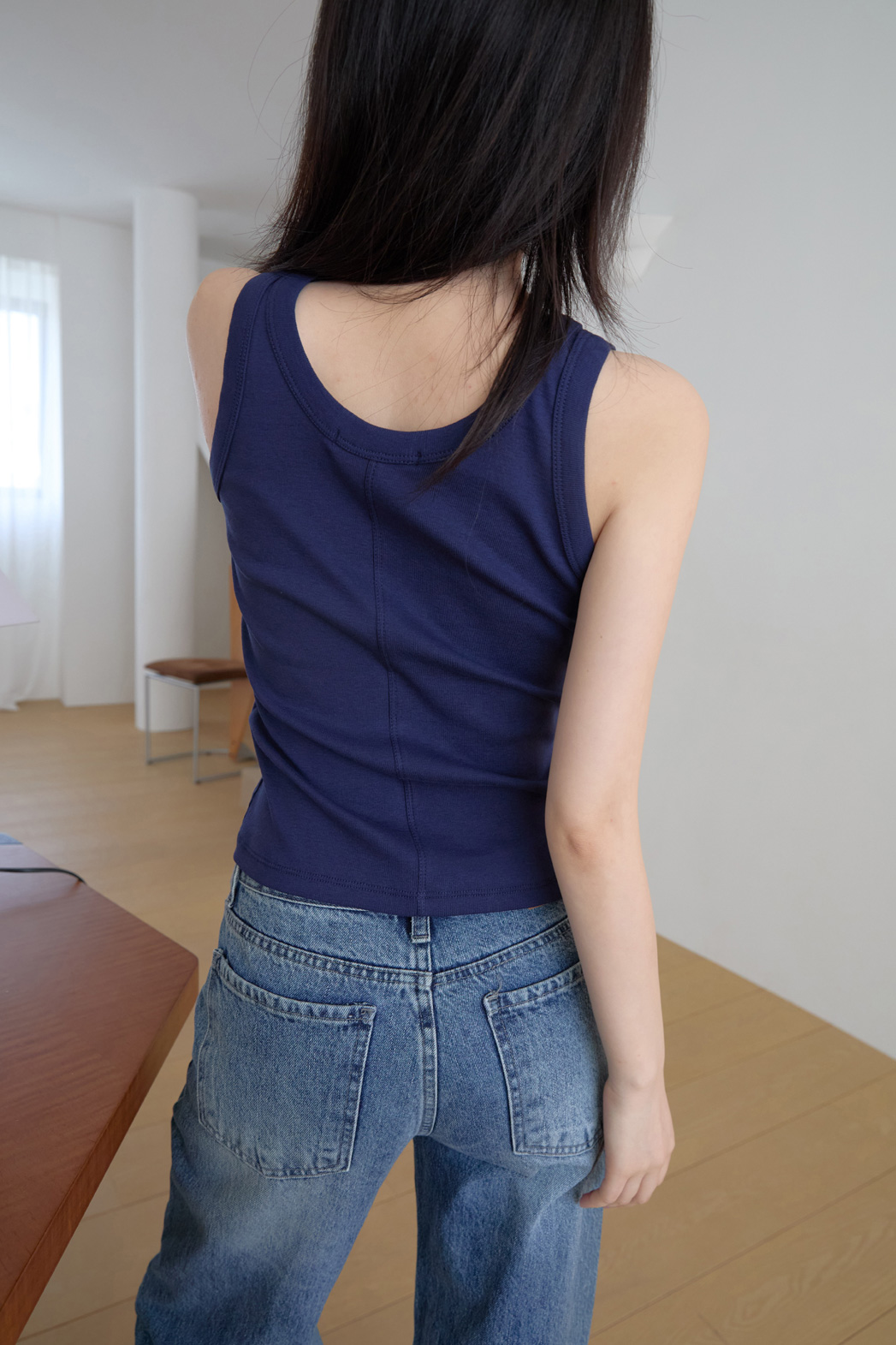 コットンラウンドネッククロップドスリム無地ノースリーブSS | 詳細画像20