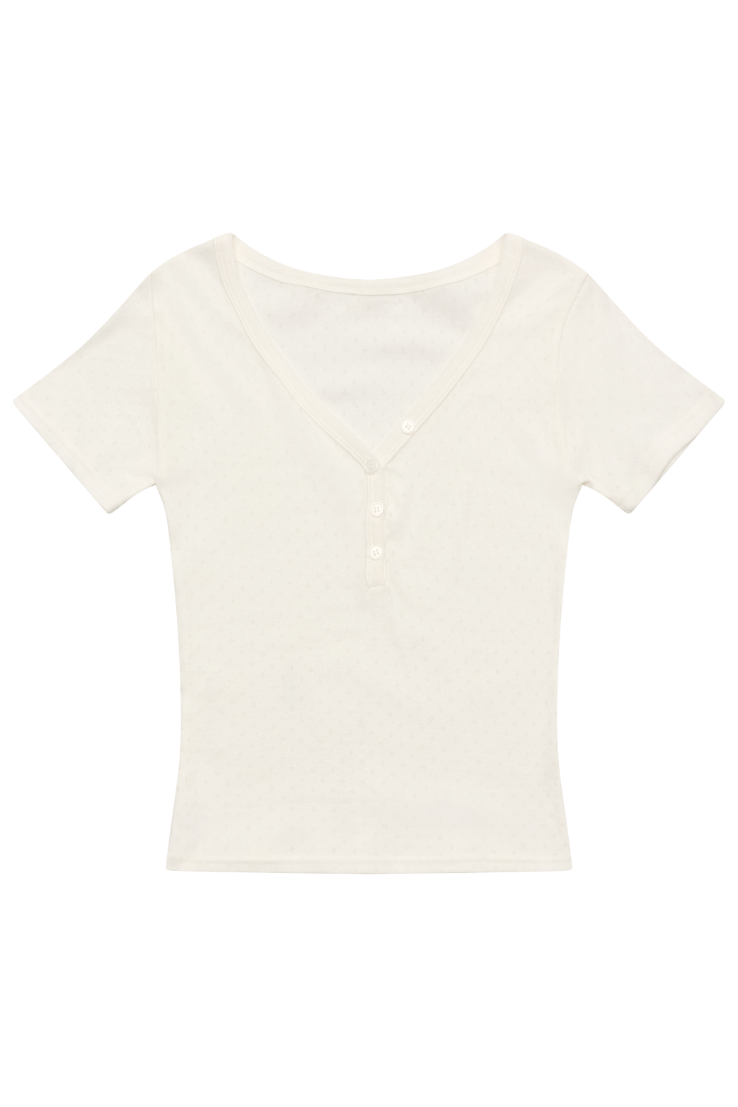 レースコットンボタンVネッククロップドスリム無地TシャツSS | 詳細画像33