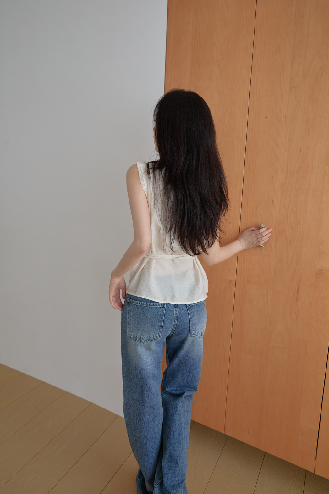コットンストレート無地デニムパンツオールシーズン | 詳細画像6
