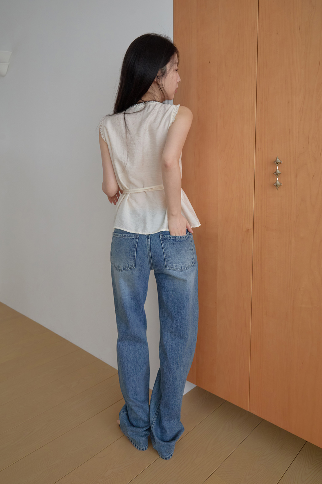 コットンストレート無地デニムパンツオールシーズン | 詳細画像7