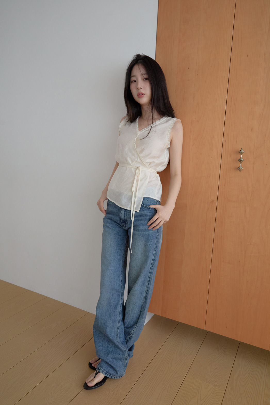 コットンストレート無地デニムパンツオールシーズン | 詳細画像9