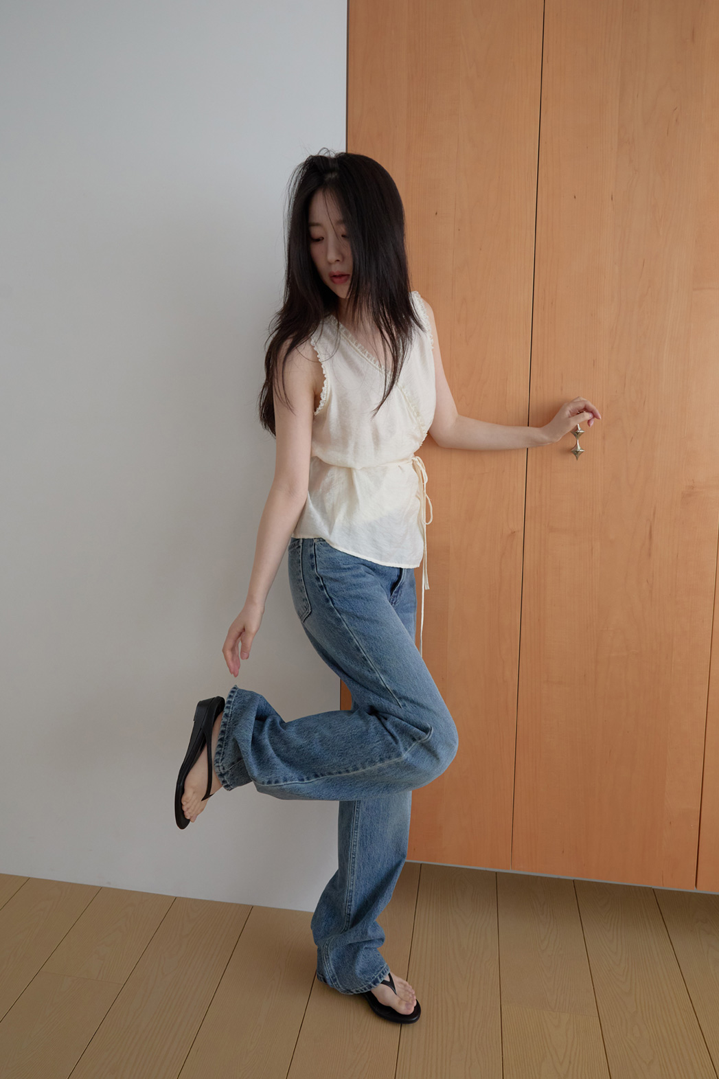 コットンストレート無地デニムパンツオールシーズン | 詳細画像10
