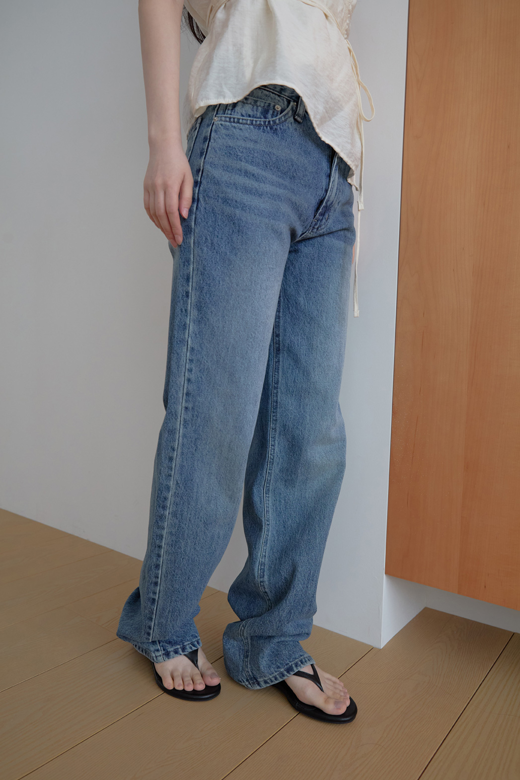 コットンストレート無地デニムパンツオールシーズン | 詳細画像12