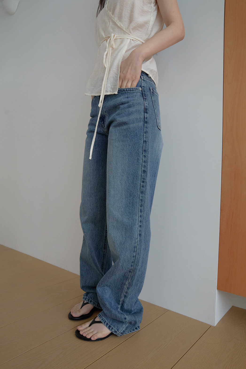 コットンストレート無地デニムパンツオールシーズン | 詳細画像14