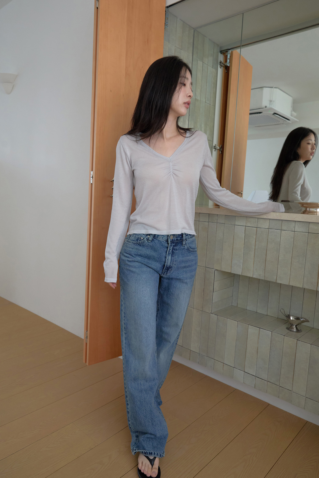 コットンストレート無地デニムパンツオールシーズン | 詳細画像17