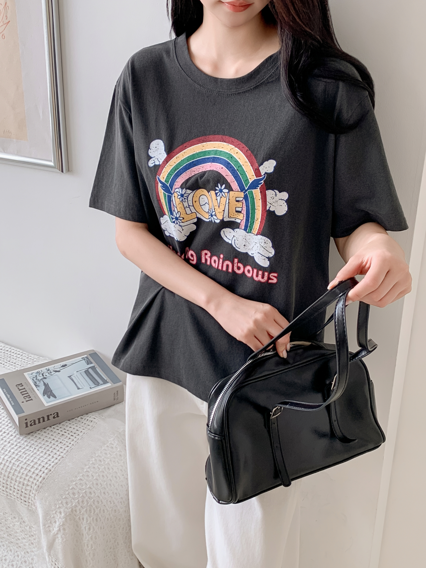 コットンラウンドネックベーシック半袖ロゴTシャツ | 詳細画像3