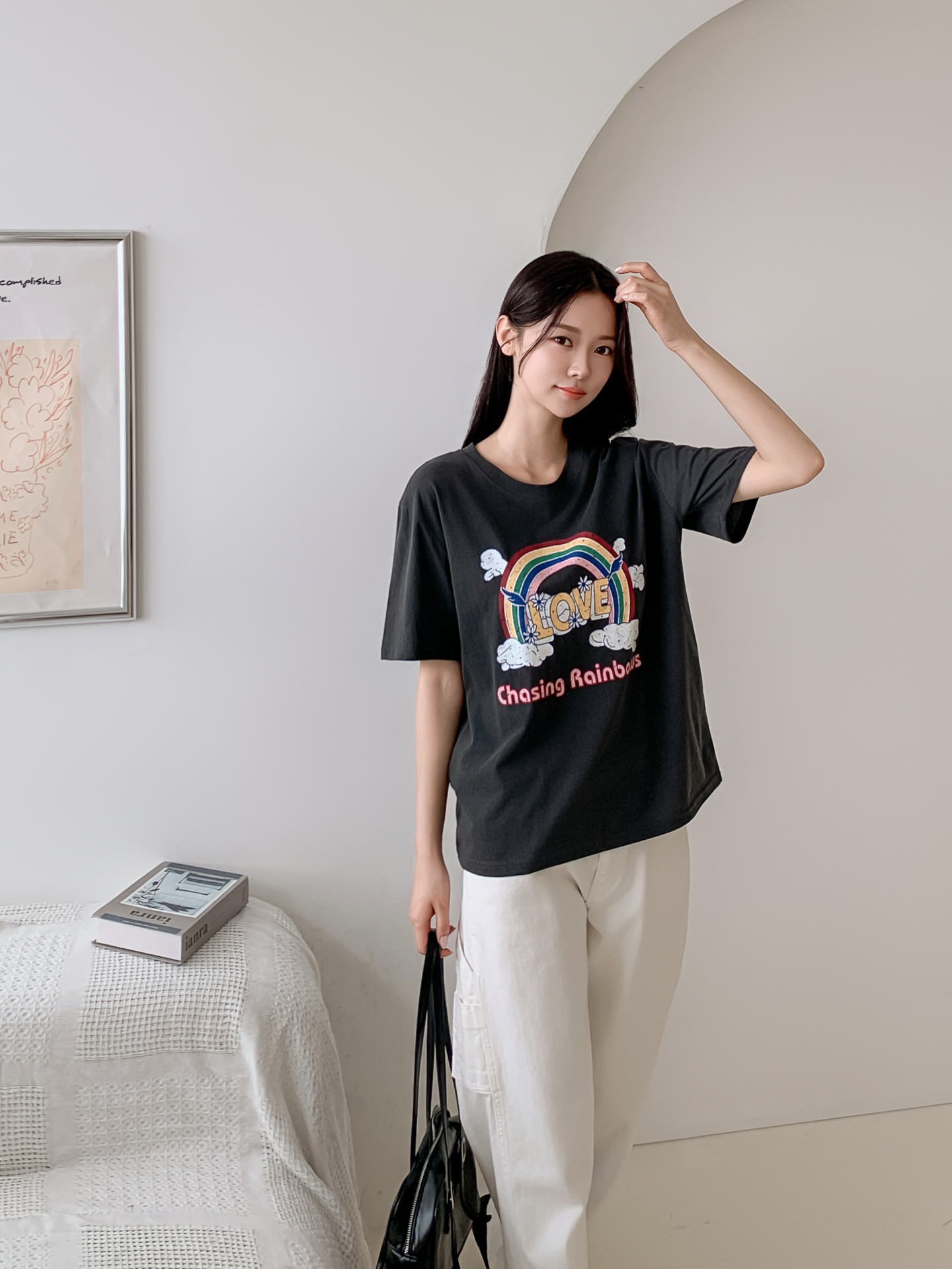 コットンラウンドネックベーシック半袖ロゴTシャツ | 詳細画像6