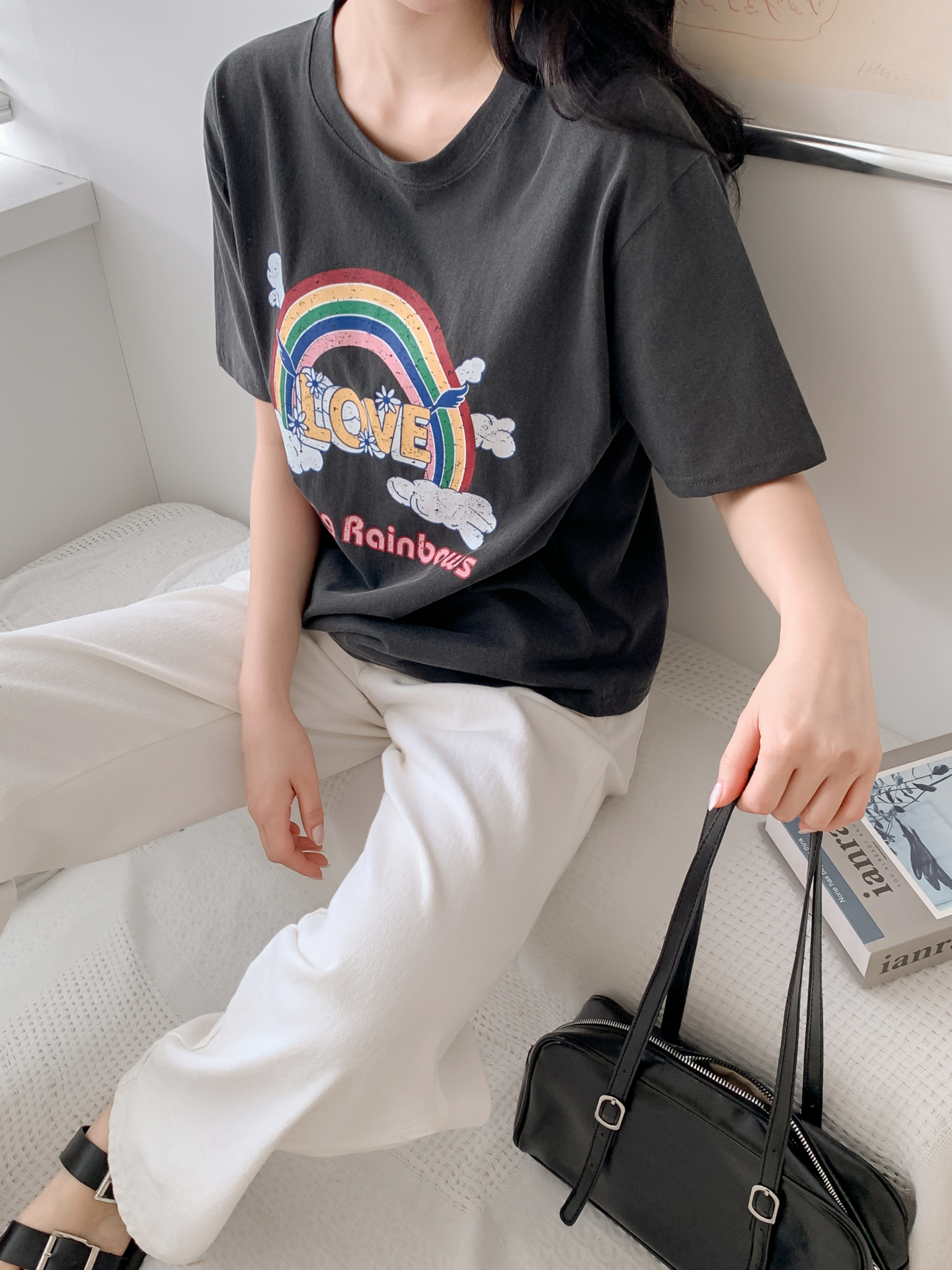 コットンラウンドネックベーシック半袖ロゴTシャツ | 詳細画像7
