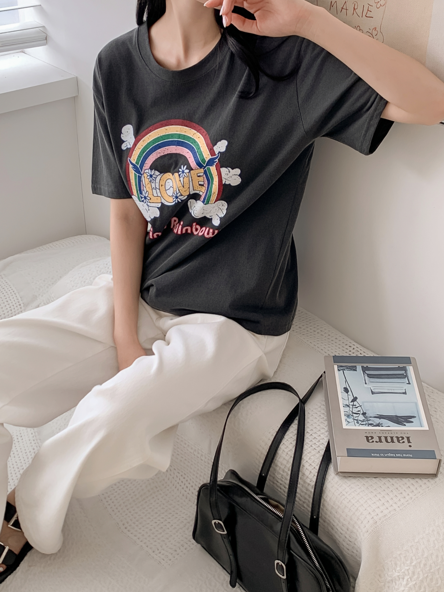 コットンラウンドネックベーシック半袖ロゴTシャツ | 詳細画像9