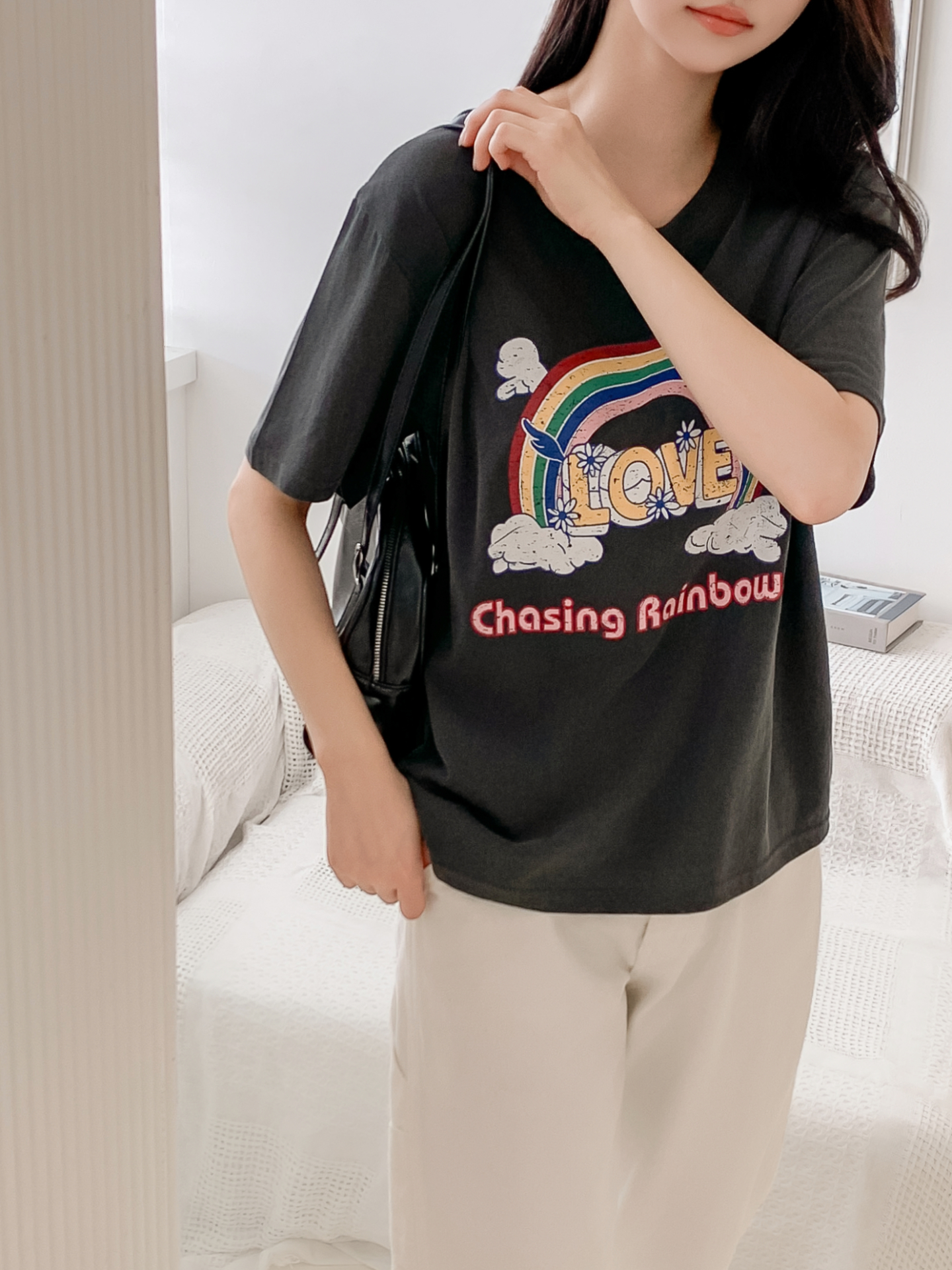 コットンラウンドネックベーシック半袖ロゴTシャツ | 詳細画像11