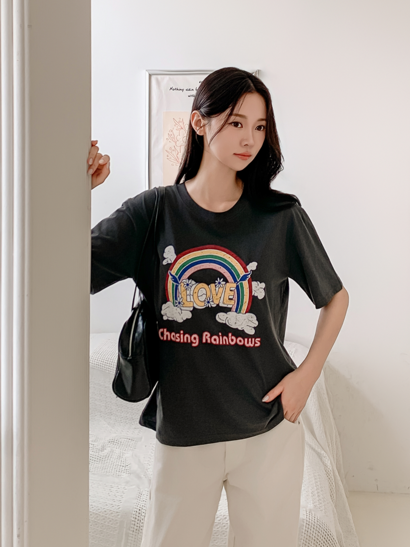 コットンラウンドネックベーシック半袖ロゴTシャツ | 詳細画像12