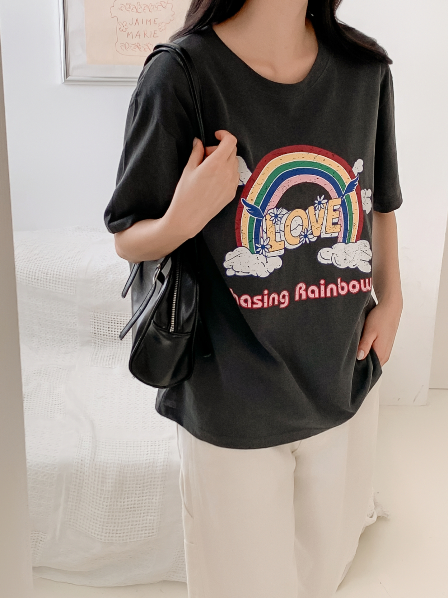 コットンラウンドネックベーシック半袖ロゴTシャツ | 詳細画像13