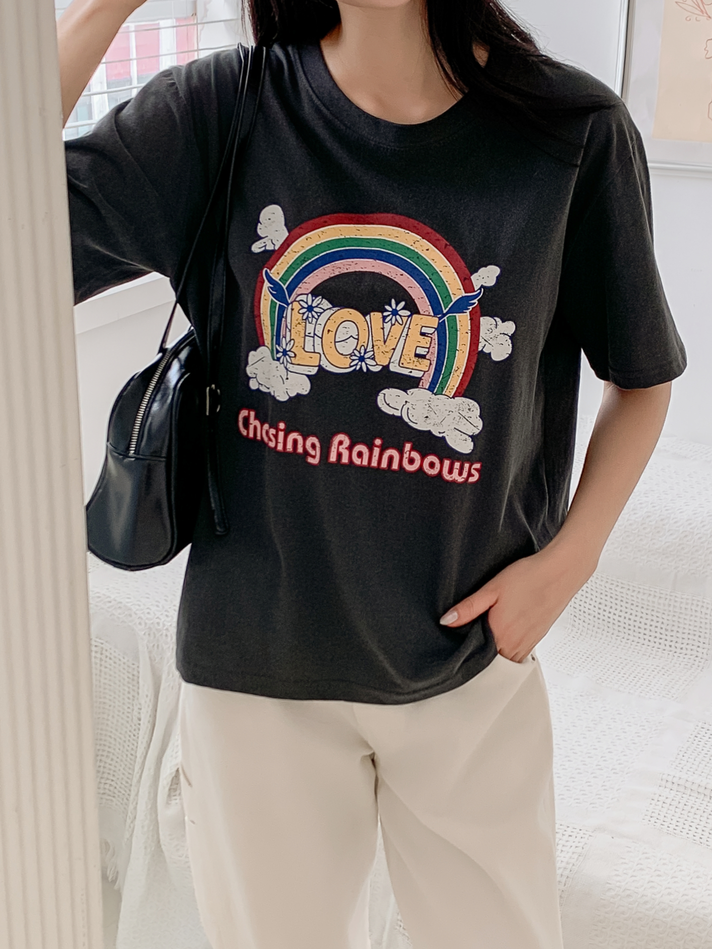 コットンラウンドネックベーシック半袖ロゴTシャツ | 詳細画像14