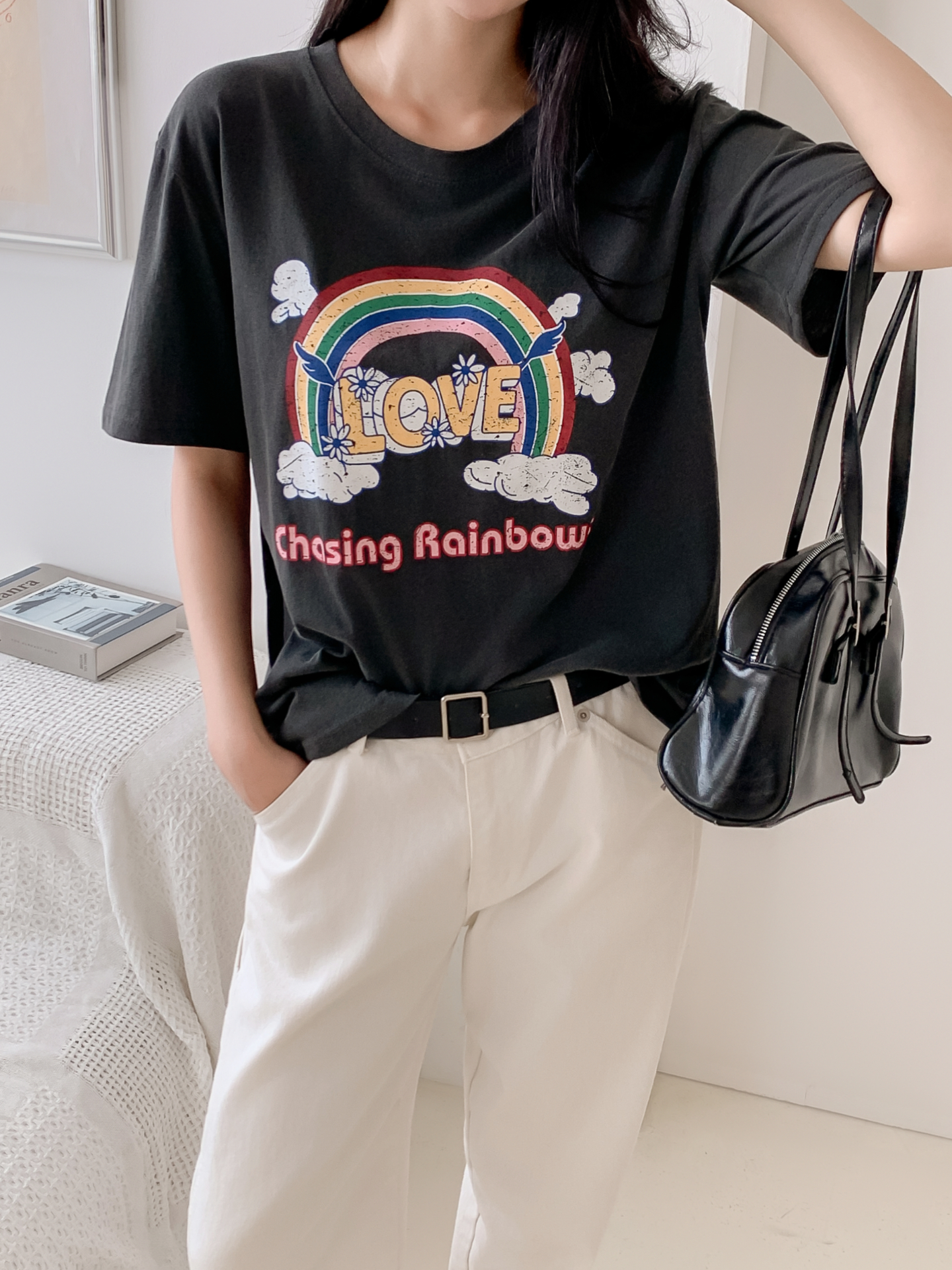 コットンラウンドネックベーシック半袖ロゴTシャツ | 詳細画像16