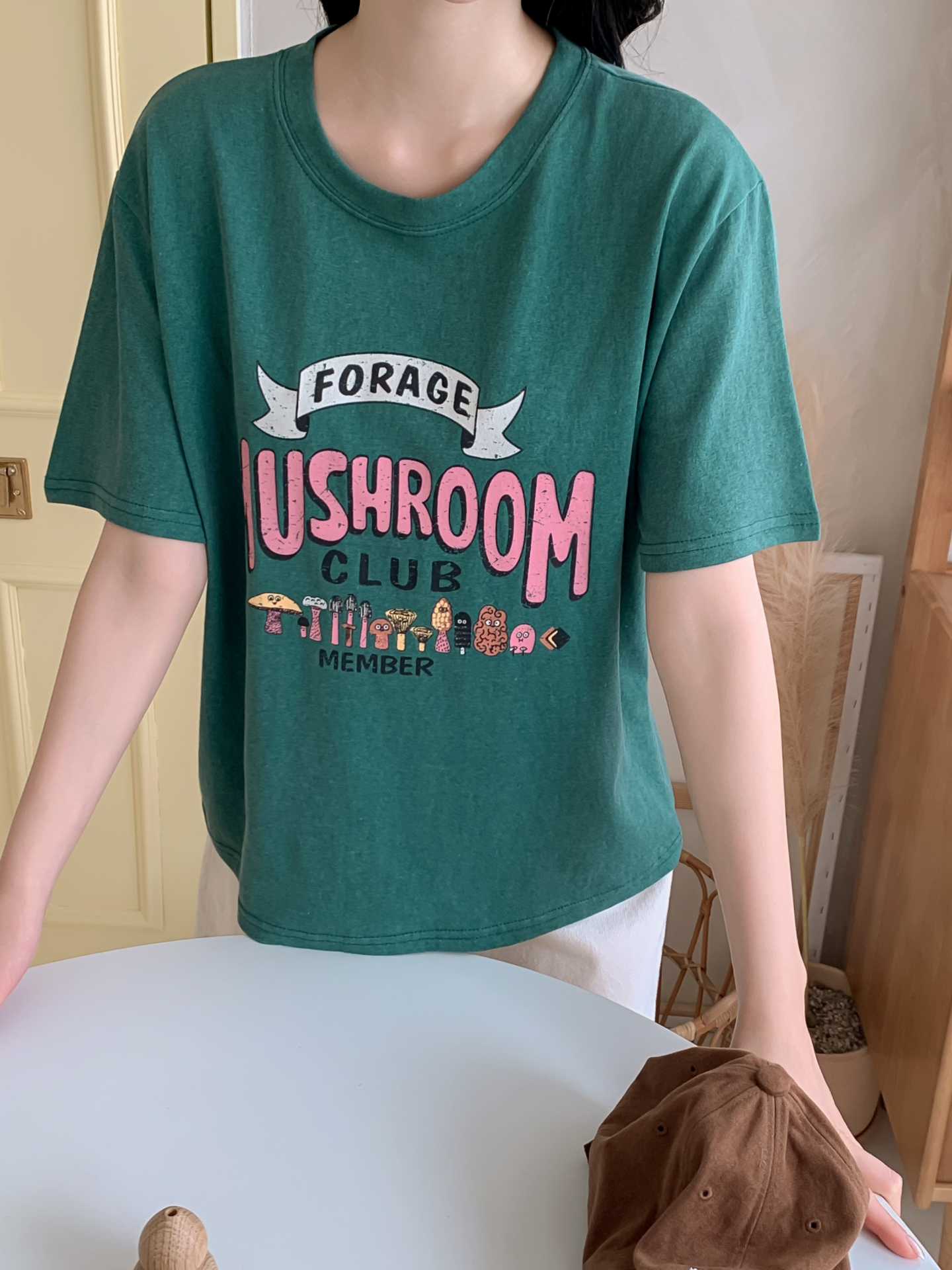 コットンラウンドネックベーシック半袖ロゴTシャツ | 詳細画像6
