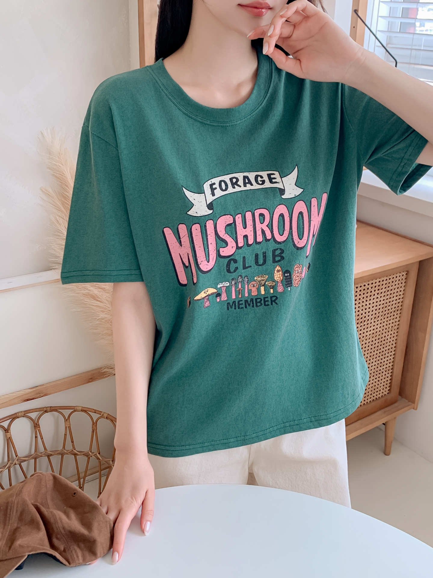 コットンラウンドネックベーシック半袖ロゴTシャツ | 詳細画像8