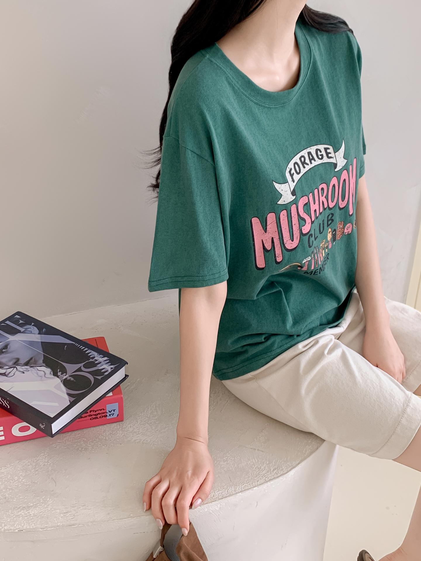 コットンラウンドネックベーシック半袖ロゴTシャツ | 詳細画像10