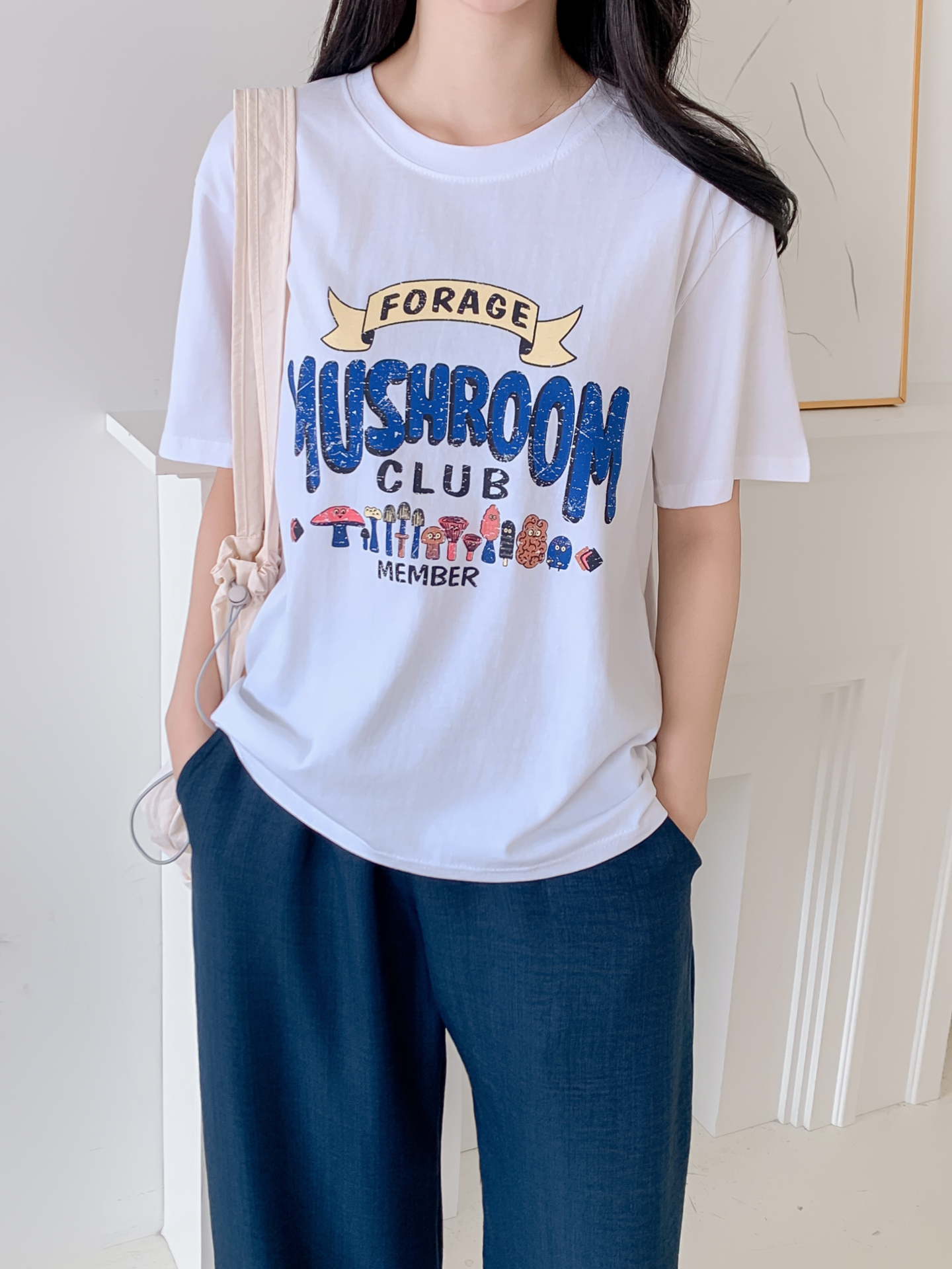 コットンラウンドネックベーシック半袖ロゴTシャツ | 詳細画像23