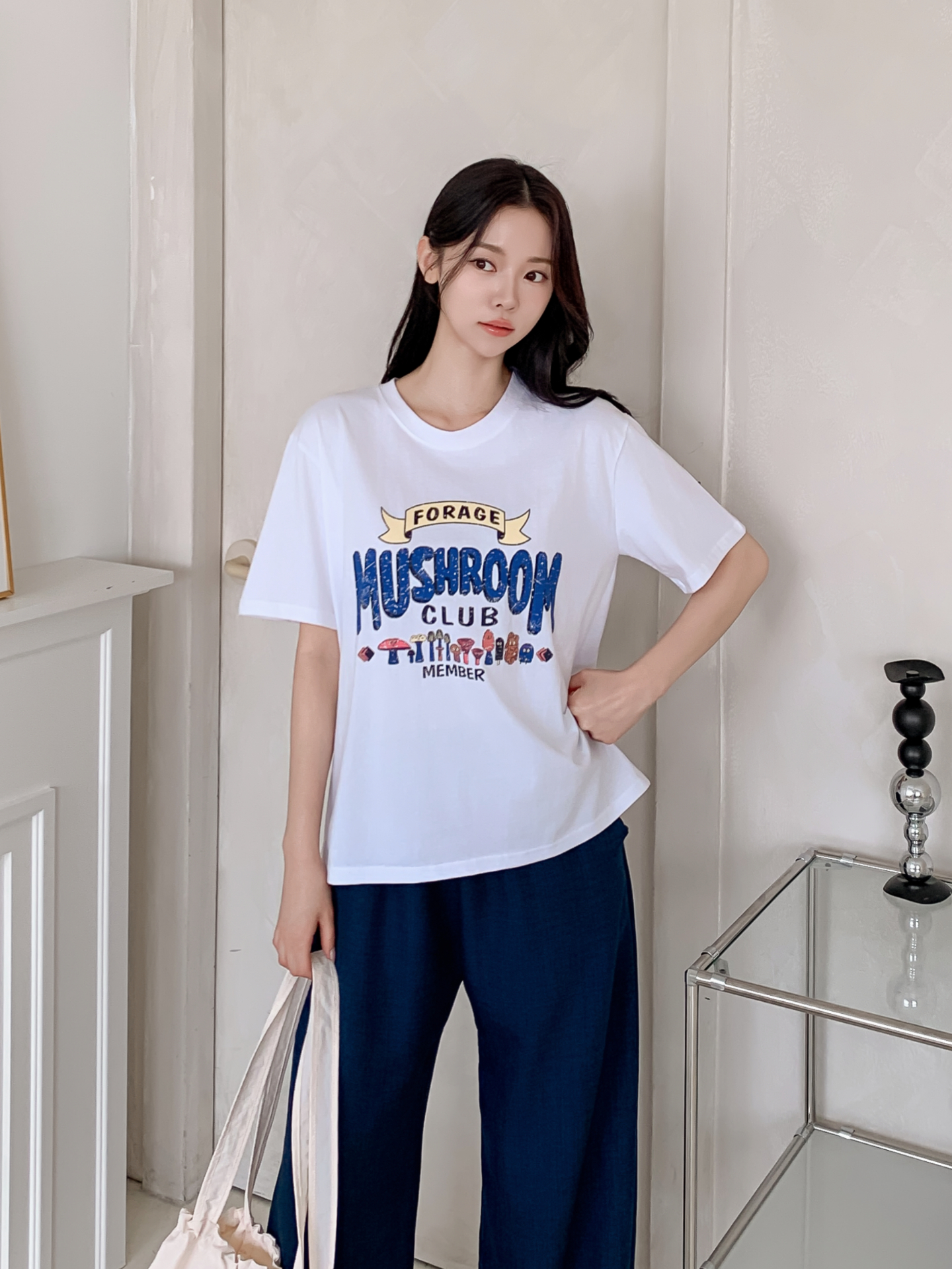 コットンラウンドネックベーシック半袖ロゴTシャツ | 詳細画像30