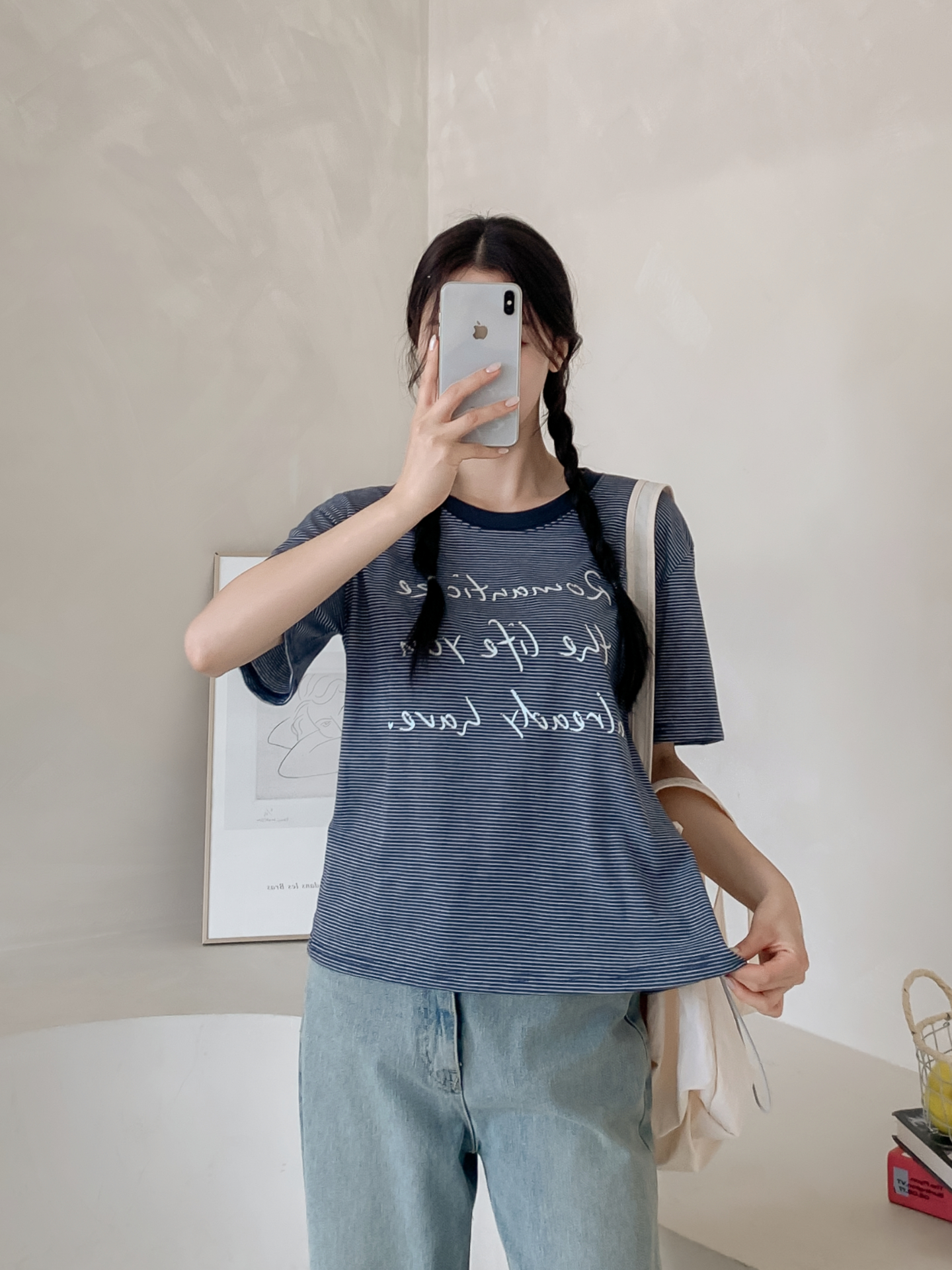 ラウンドネックベーシックルーズ半袖ボーダーTシャツ | 詳細画像20