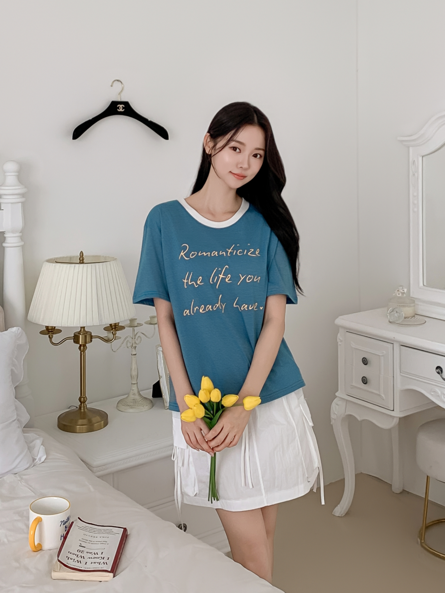 ラウンドネックベーシックルーズ半袖ボーダーTシャツ | 詳細画像25