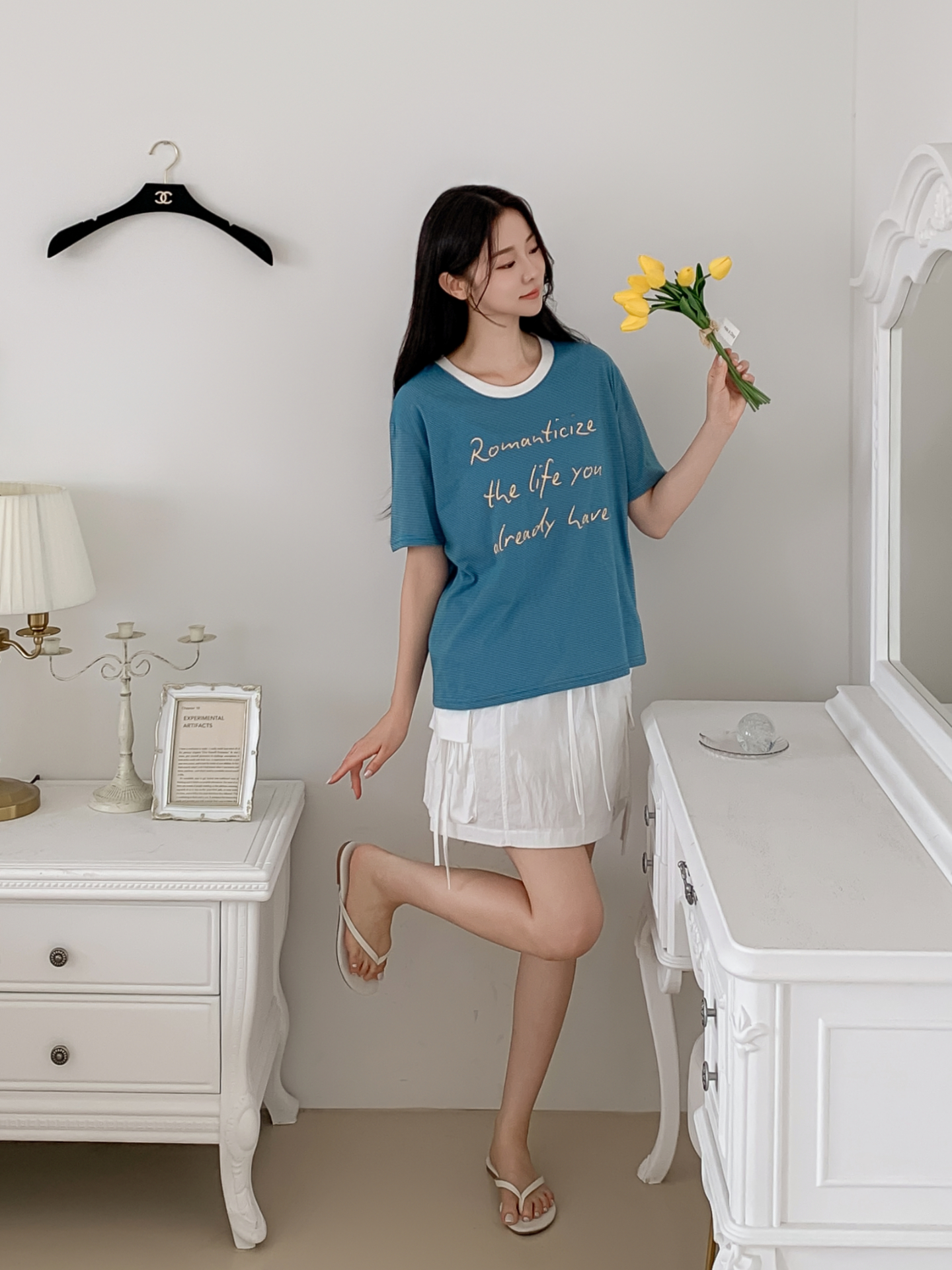 ラウンドネックベーシックルーズ半袖ボーダーTシャツ | 詳細画像34
