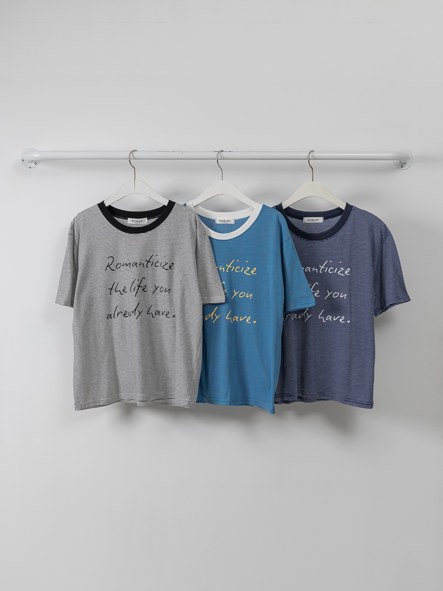 ラウンドネックベーシックルーズ半袖ボーダーTシャツ | 詳細画像39