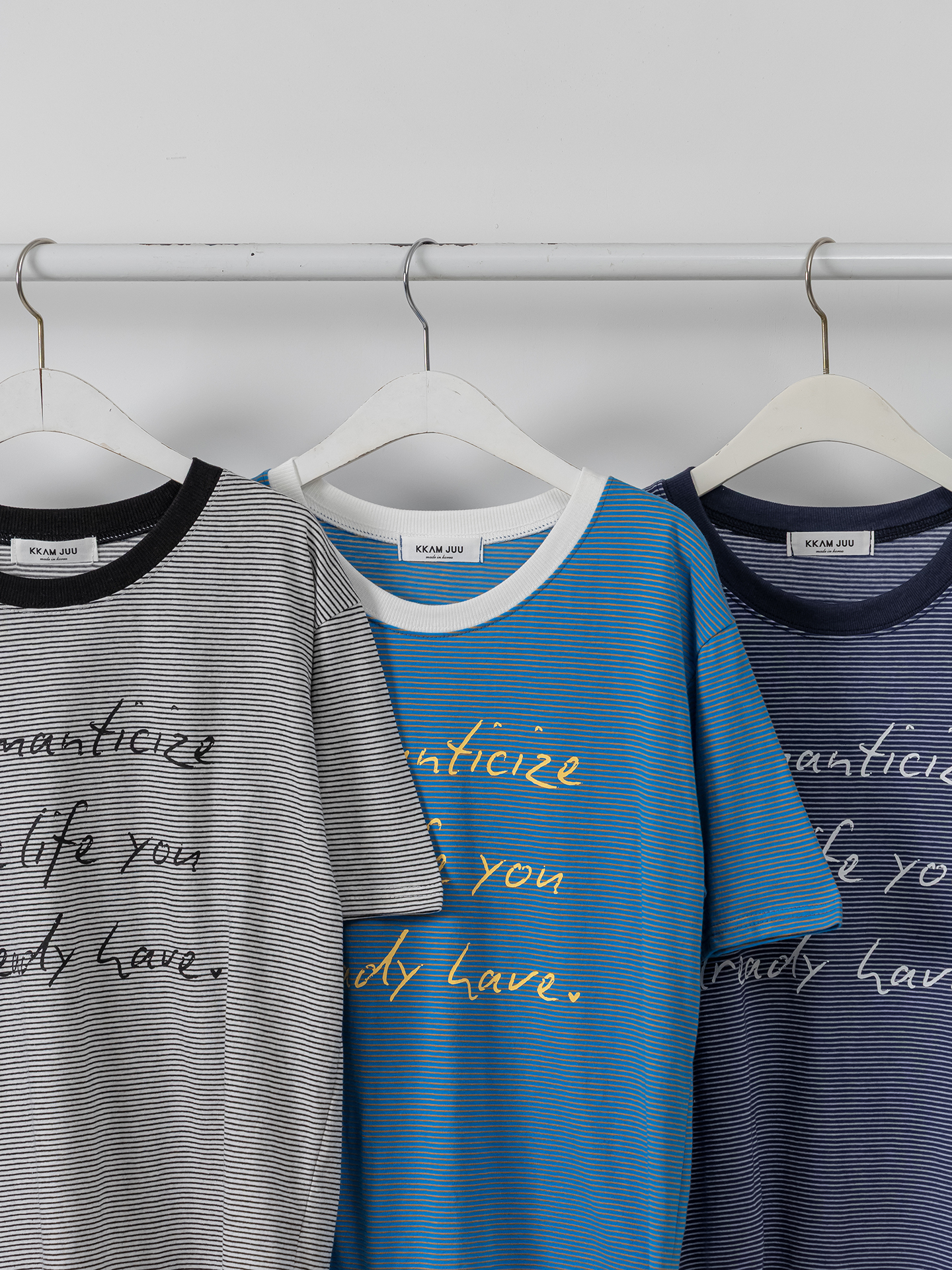 ラウンドネックベーシックルーズ半袖ボーダーTシャツ | 詳細画像40