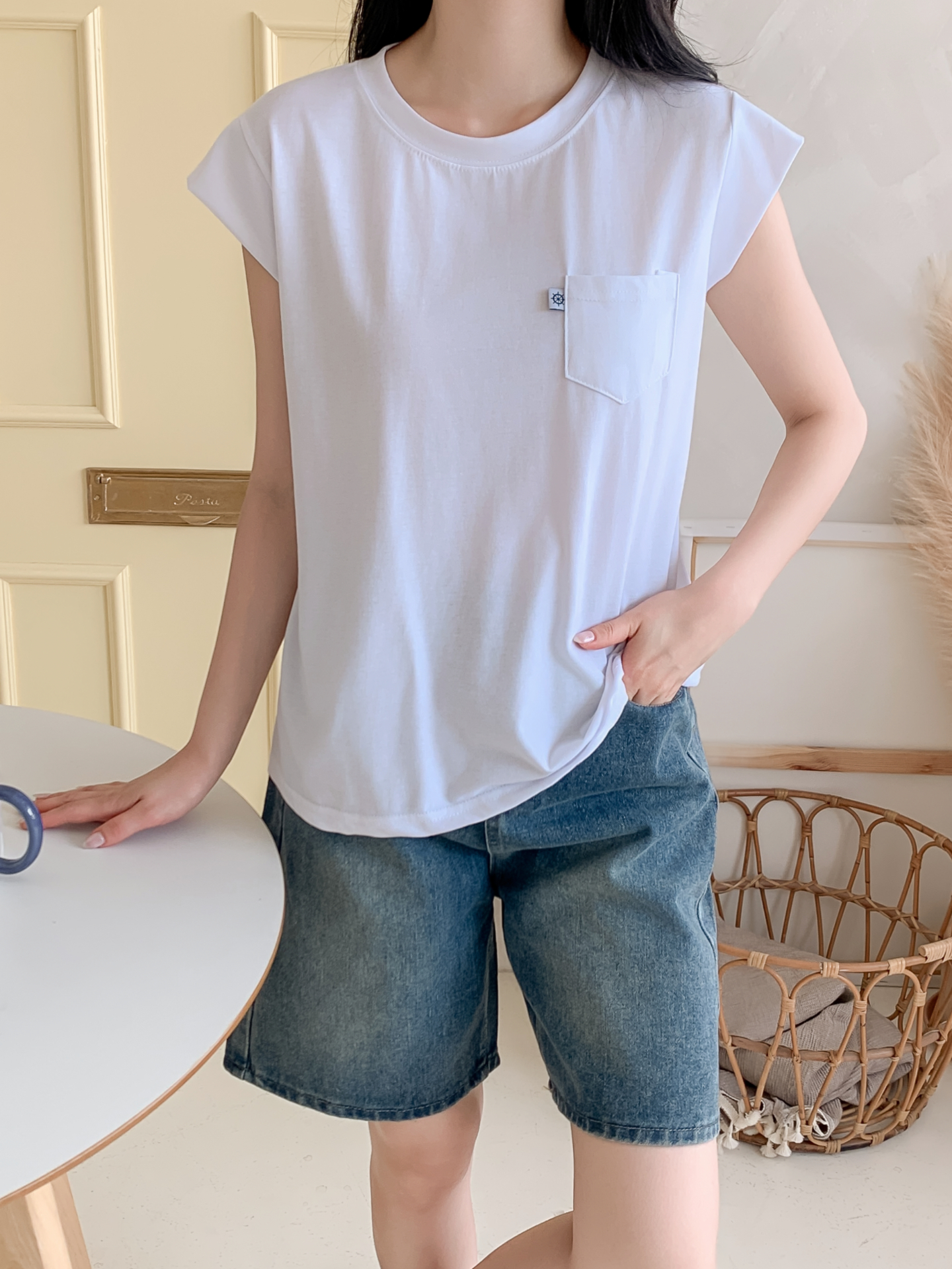 ラウンドネックポケットベーシック半袖Tシャツ | 詳細画像5