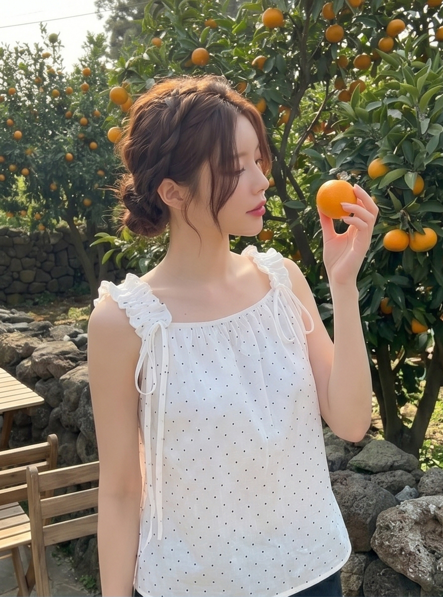 シャーリングリボンドットノースリブラウス | 詳細画像26