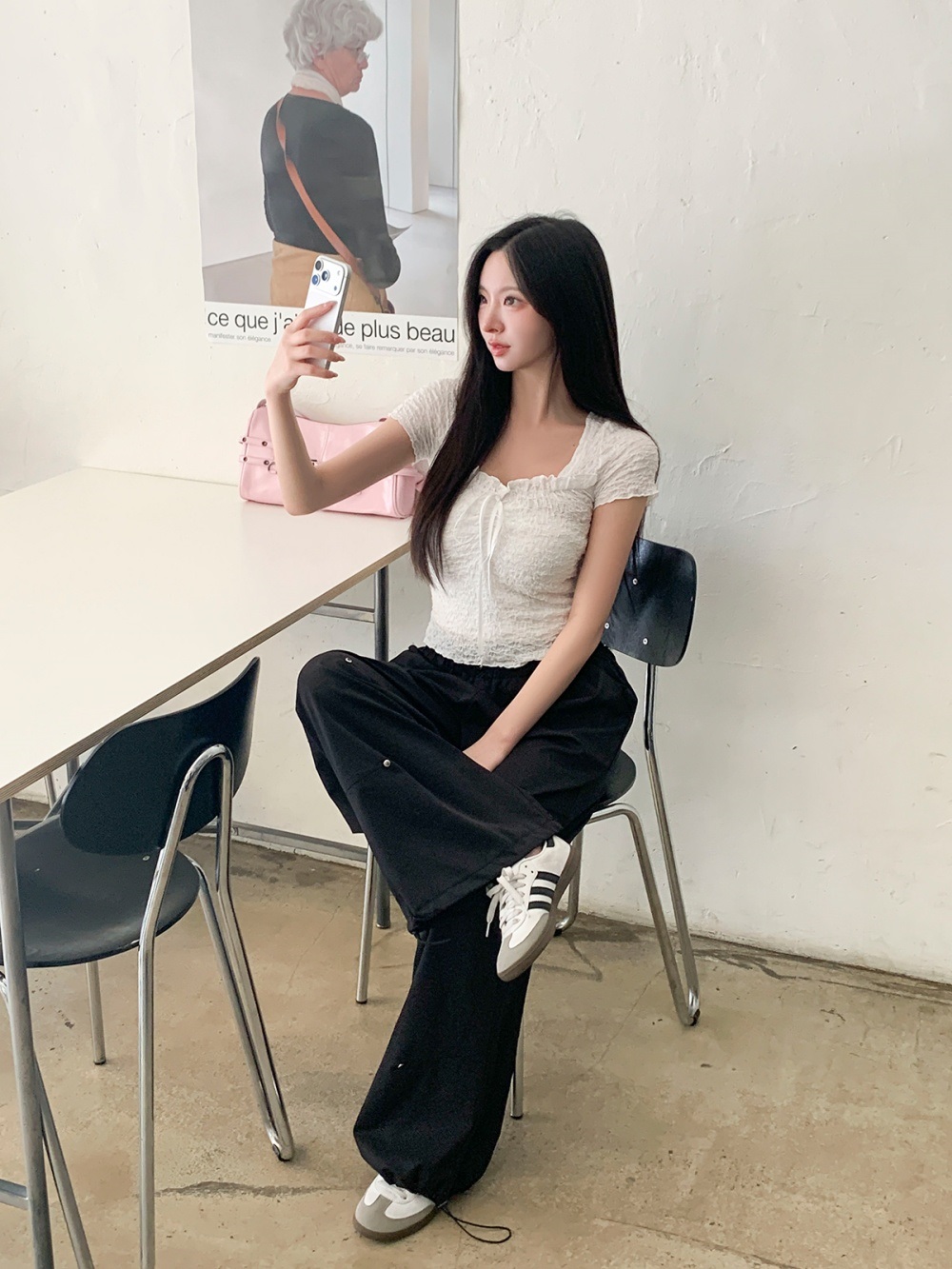 ハートネックスリム半袖リボンTシャツ | 詳細画像7